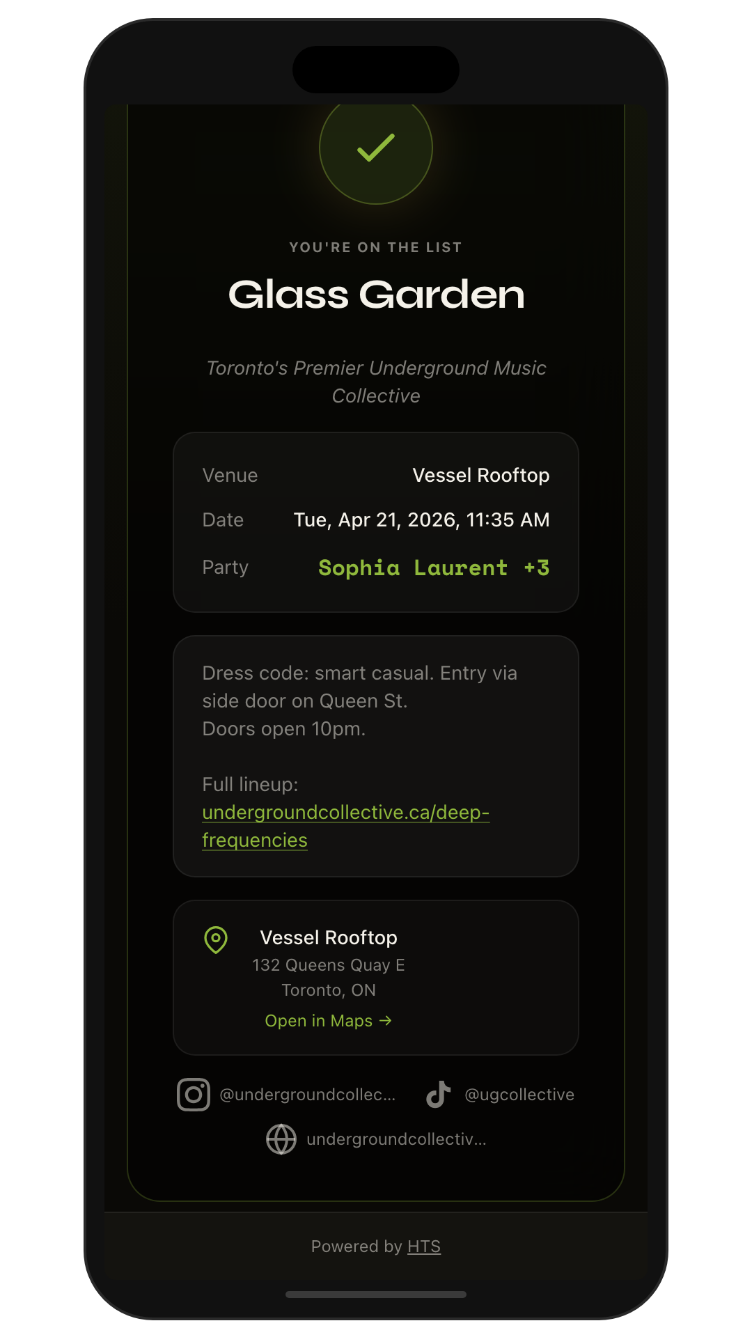Guest RSVP confirmation page