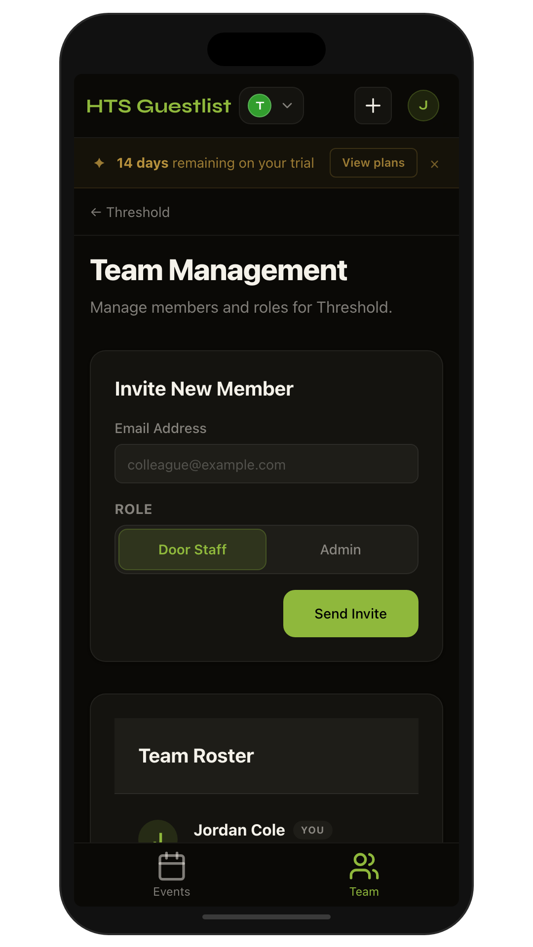 Team members with role-based access controls